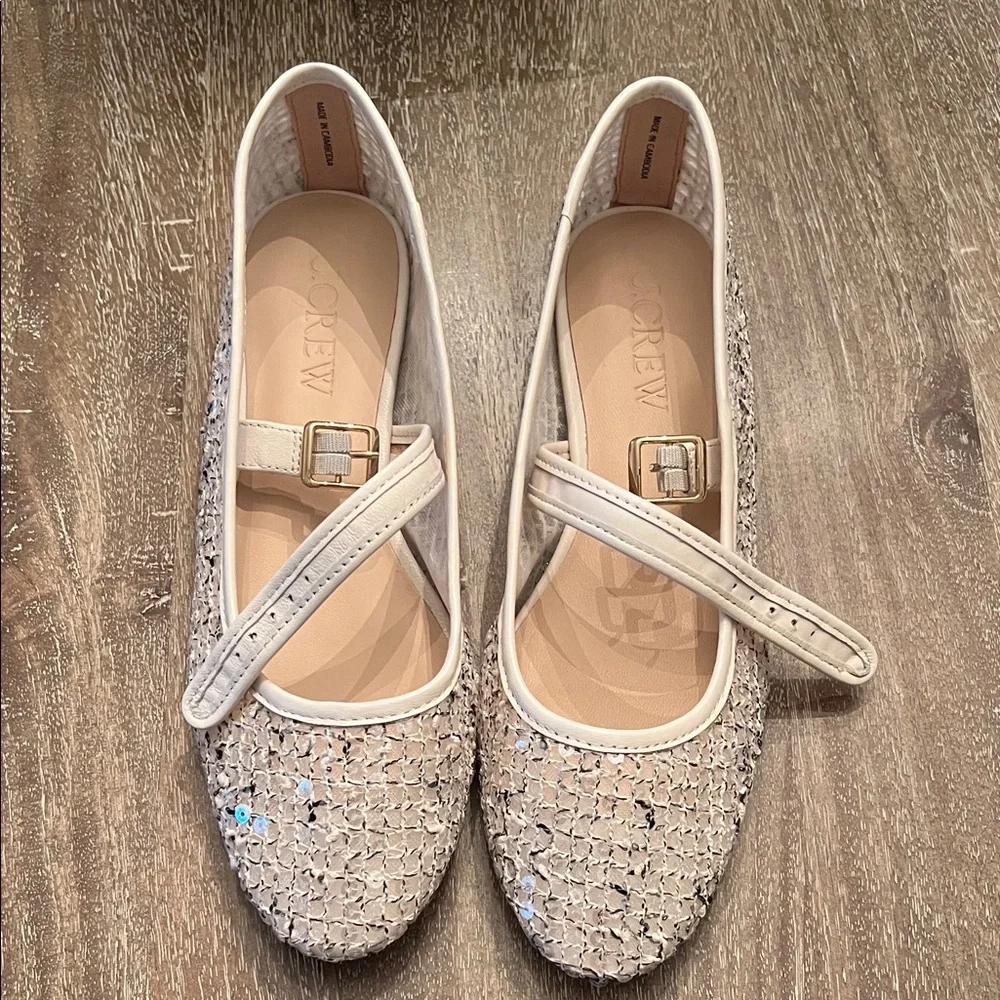 J. Crew Sequin Mary Jane Flats